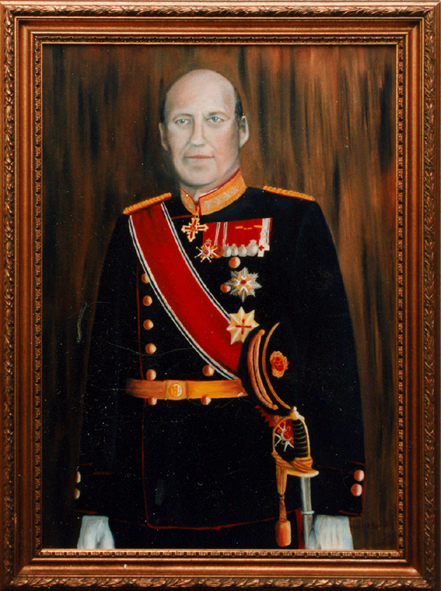 H,M, Kong Harald 5, malet af greafikeren Aage Dedekam
